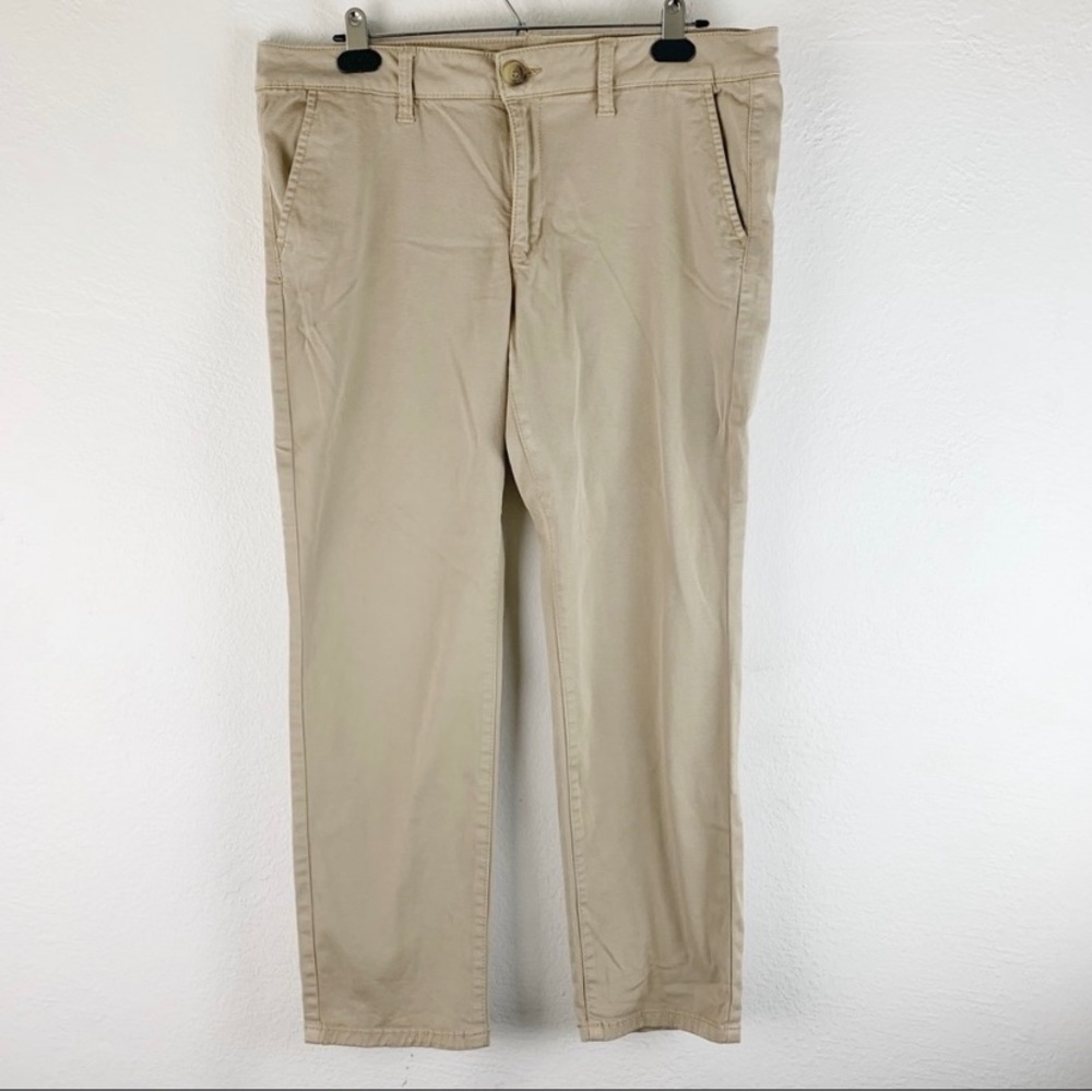 American Eagle Women's Twill Beige Skinny Career Work Pants 14 Short
